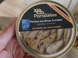 Petites sardines fumées graines de moutardes