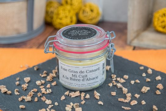 Foie Gras de canard mi cuit à la bière d'Alsace 180g, les foies gras du ried