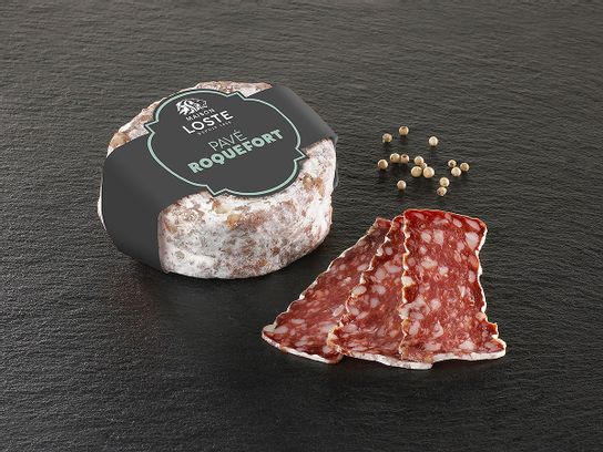 Saucisson sec le pavé Roquefort - trancher