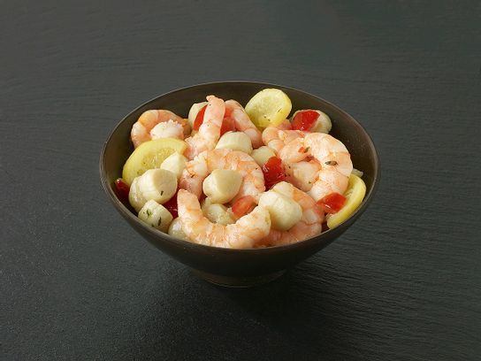 Marinade de gambas et St-Jacques au citron