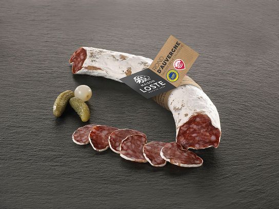 Saucisson sec le rond d'Auvergne tranché