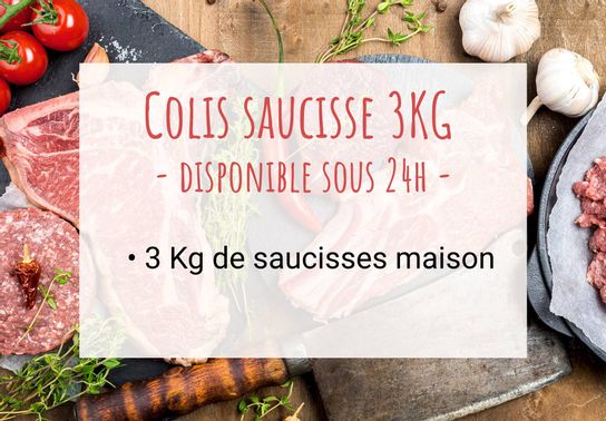 Colis Saucisse 3 Kg -  Disponible sous 24h