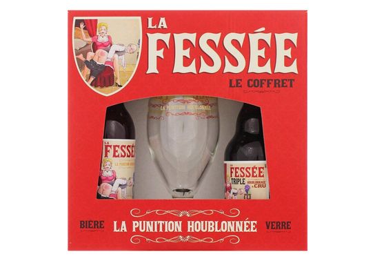 COFFRET BIERE FESSEE 2x33CL + 1 VERRE