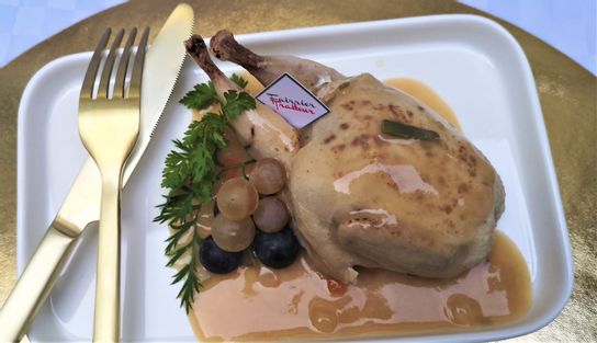 Caille farcie au foie gras et aux raisins