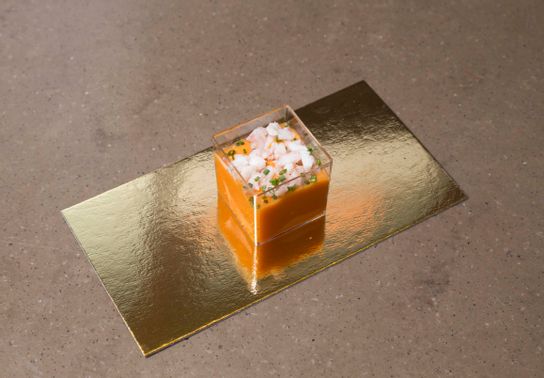 Crème de patates douces, langoustine