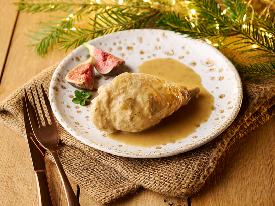 Poularde sauce Périgord aux figues confites à l'Armagnac