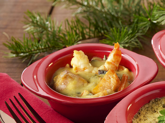Cocotte de saumon & gambas parfumée aux agrumes