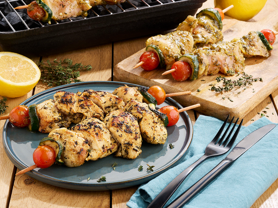 Brochette poulet thym citron