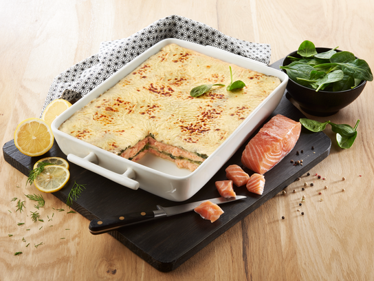 Lasagne aux deux saumons et épinards