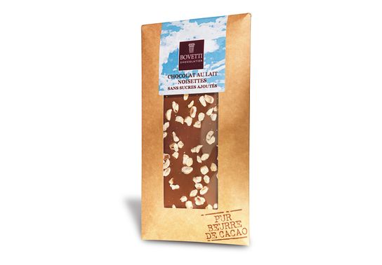 Tablette de chocolat au lait/noisettes sans sucres ajoutés