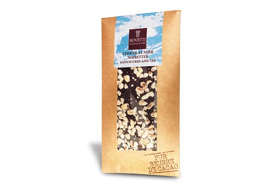 Tablette de chocolat noir/noisettes sans sucres ajoutés
