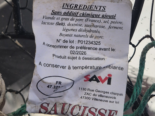 Saucisse sèche à la perche