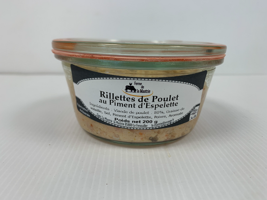 RILLETTES DE POULET : au piment d'Espelette