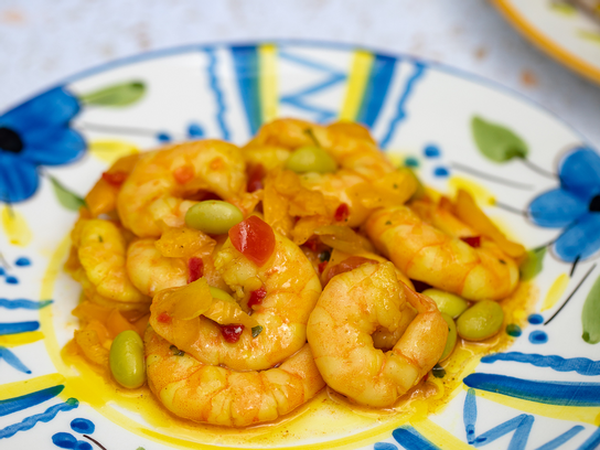 Gambas au curry doux