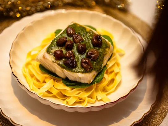 Dos de cabillaud au pesto en papillote