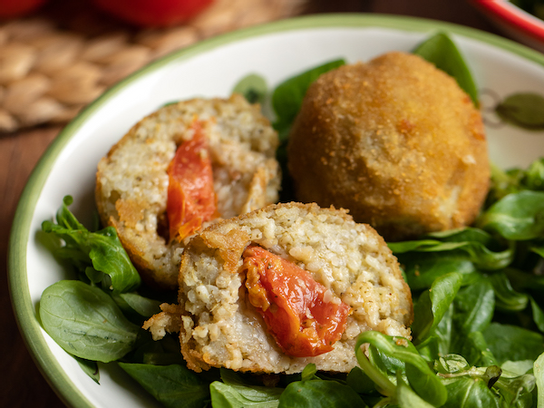 Polpette de riz pesto et tomate confite