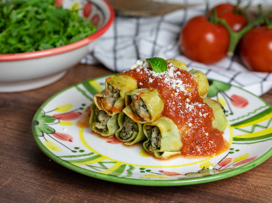 Cannelloni veau, épinards & poireaux
