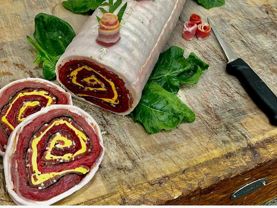 Roulé de bœuf cheddar/lard fumé 7/8personnes