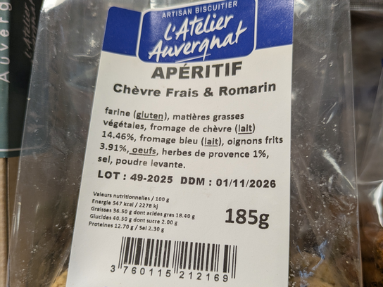 Biscuits apéritif Chèvre frais et Romarin