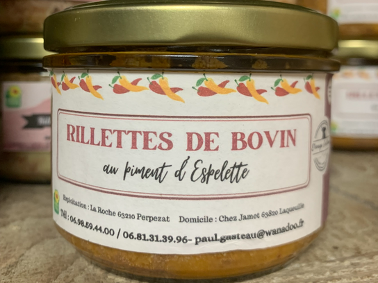 Rillettes de bovin piments d'Espelette