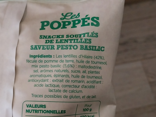 Chips de lentilles saveur pesto