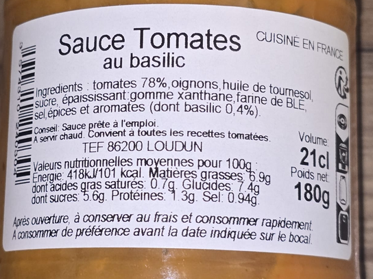 Sauce tomate au basilic