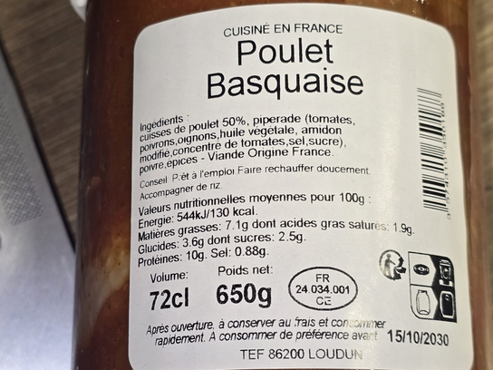 Poulet Basquaise