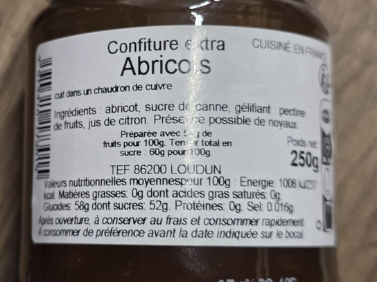 Confiture d'abricots - 250g