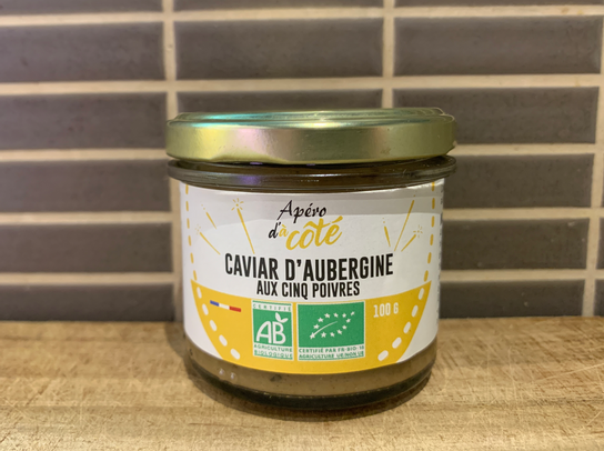 Caviar d’aubergine aux cinq poivres (bio)