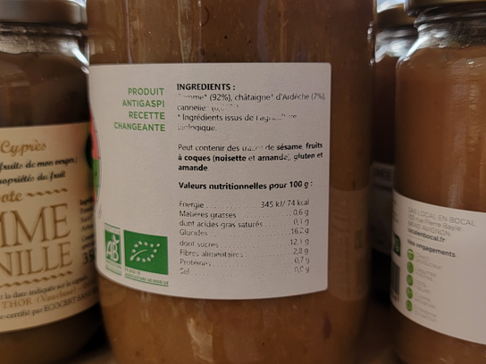 Dessert du moment pomme chataigne cannelle - 690g