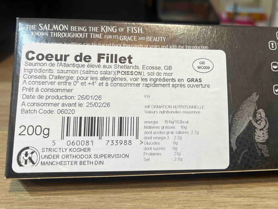 Coeur de filet de saumon fumé d'Ecosse