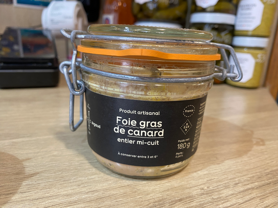 Foie gras de canard mi-cuit entier en bocal