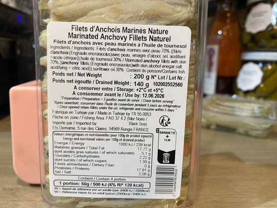 Anchois frais marinés au naturel