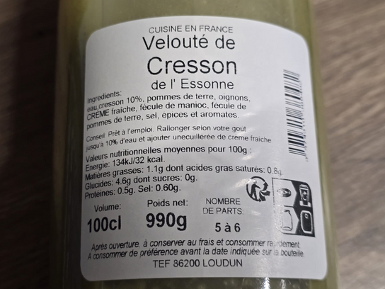Velouté de Cresson de l'Essonne