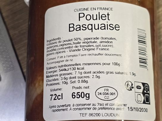 Poulet Basquaise