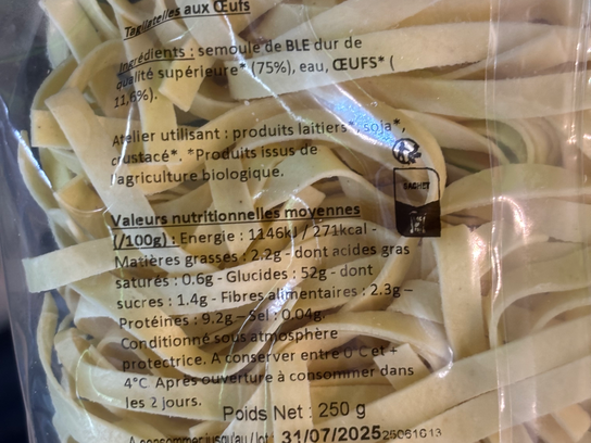 Tagliatelles aux œufs
