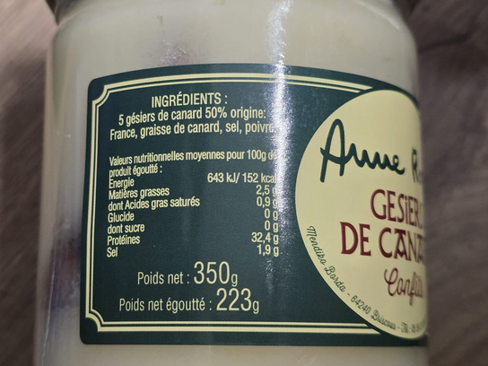 Gésiers de canard confit