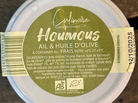 Houmous ail & huile d'olive