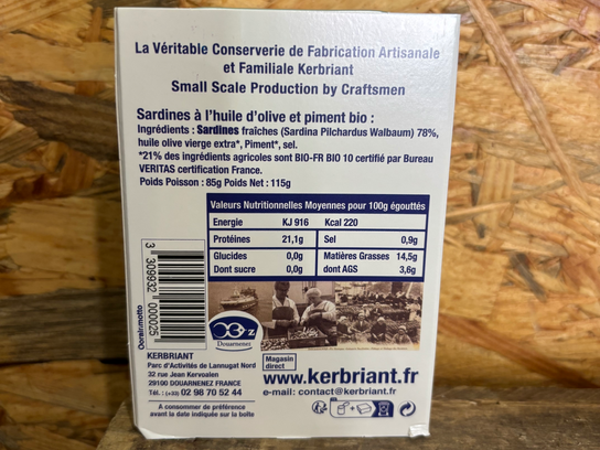 Sardines à l'huile d'olive et au piment bio