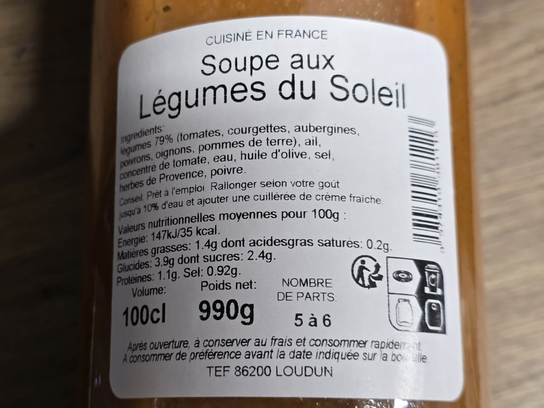 Soupe aux légumes du Soleil