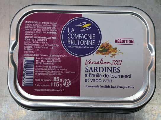 Sardines à l'huile de tournesol et vadouvan