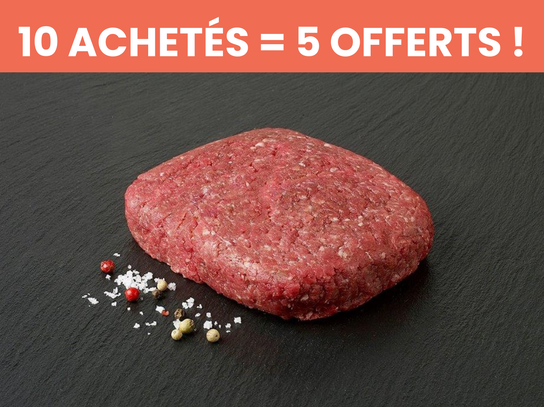 Promo : Steak haché de bœuf - 10 achetés = 5 offerts