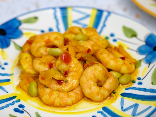 Gambas au curry doux