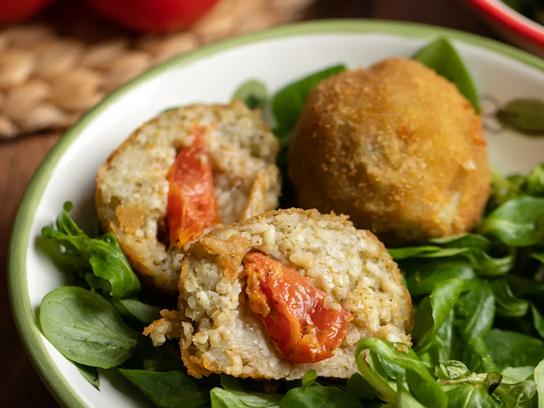 Polpette de riz pesto et tomate confite