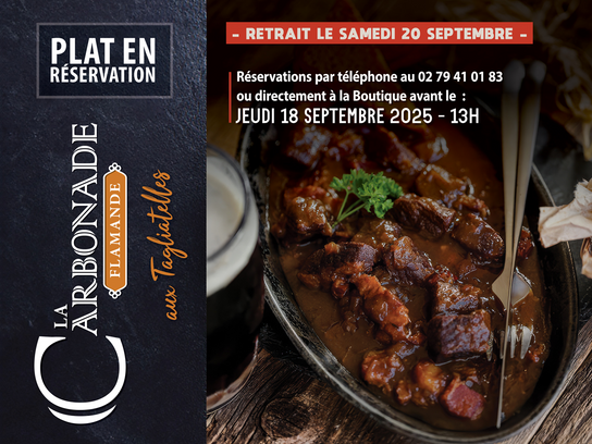Réservation: Carbonade Flamande aux Tagliatelles