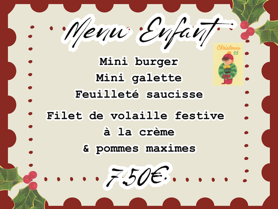Menu enfant à 7.50€