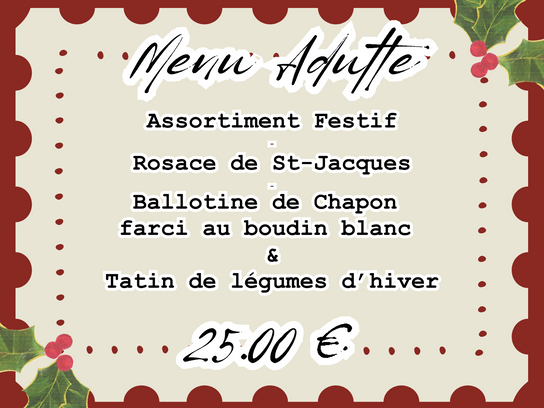 Menu à 25.00€
