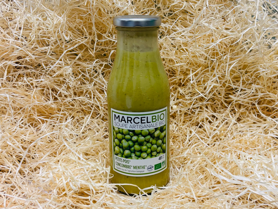 Soupe petits pois concombre menthe - BIO