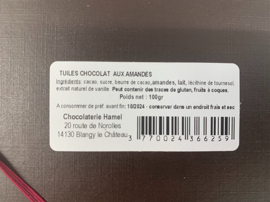 Tuiles au chocolat et amandes