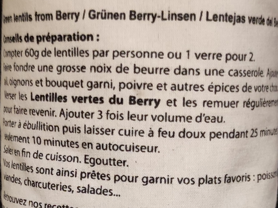 Lentilles du Berry